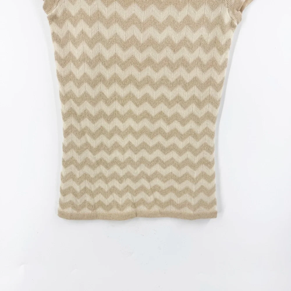 ✅ Lilly Pulitzer Sydney gold chevron zigzag short sleeve‎ sweater top X-SMALL